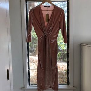 Zara Blush Midi velvet dress